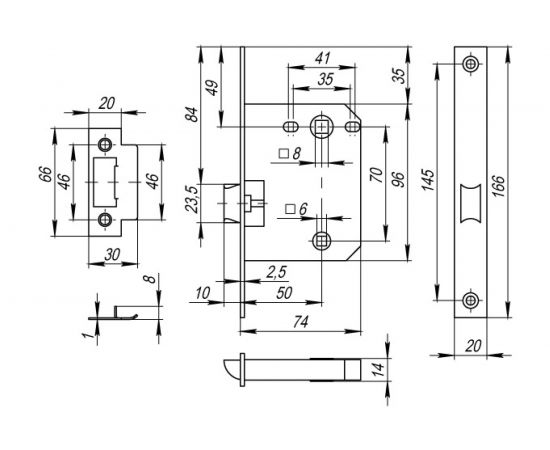 Врезная защелка Fuaro PLASTIC P72-50 AB бронза 33597 – изображение 2