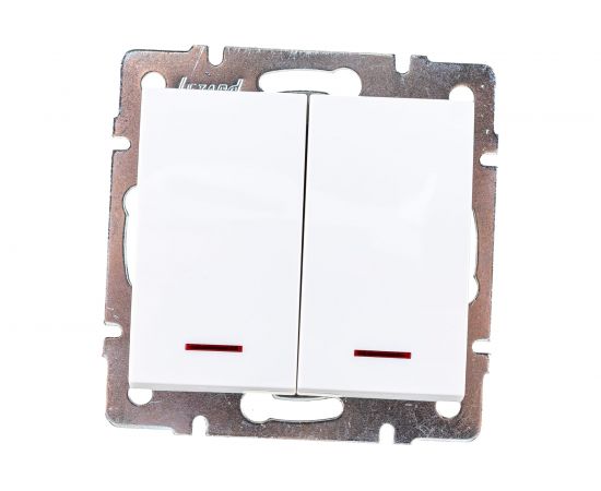 Двойной выключатель с подсветкой LEZARD RAIN белый 703-0288-112 