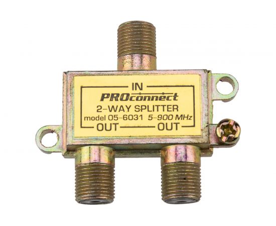 Делитель ТВ PROconnect на 2 выхода F разъём 5-900 МГц 05-6031 