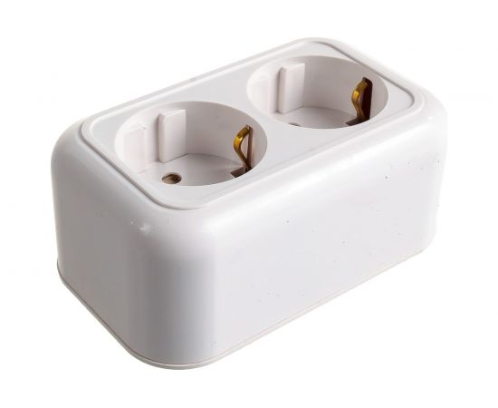 Розетка Кунцево-Электро ВАЛЕНТИНА открытой установки, двухместная с з/к, з/ш РА16-327 6217 