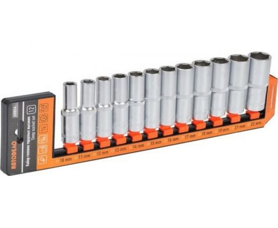 Набор головок высоких 12-ти гранных, DR1/2, 10-22 мм, 12 шт. АвтоDело 39857 15444 