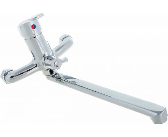 Универсальный смеситель Эверест с плоским прямым изливом и переключателем для душа B22-029M 