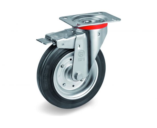 Колесо с вращающейся опорой, пластиной крепления и передним тормозом (150 мм; 170 кг) Tellure rota 535431 