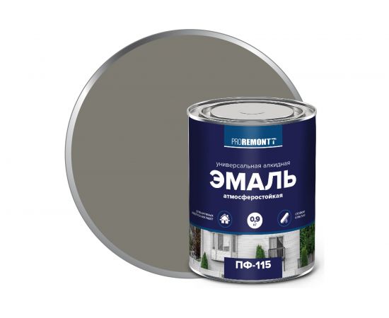 Эмаль PROREMONTT ПФ-115 серая, 0.9 кг Лк-00004472 