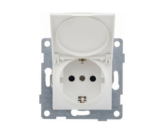 Розетка GUSI ELECTRIC Ugra МЕХ 1-ой с/з с з/ш и крышкой, СУ, 16А, 250В, белый С11Р91-001 