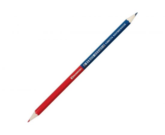 Карандаш двухцветный 12 шт в упаковке BRAUBERG КРАСНО-СИНИЙ заточенный грифель 29 мм 181253 