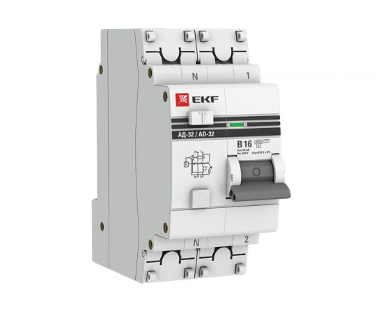 Дифференциальный автомат EKF PROxima АД-32, 1P+N, 16А/10мА, 4,5кА DA32-16-B-10-pro 