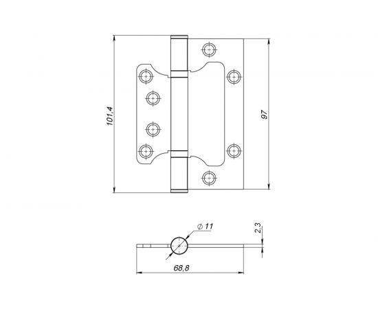 Универсальная петля без врезки AJAX 100/P-2B 100x2,3 SN мат.никель 39753 – изображение 2