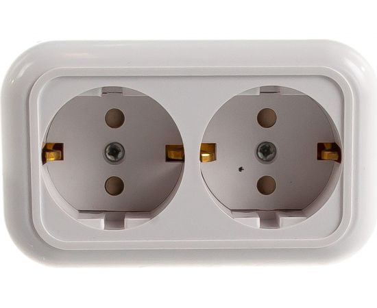 Розетка Кунцево-Электро ВАЛЕНТИНА открытой установки, двухместная с з/к, з/ш РА16-327 6217 – изображение 2