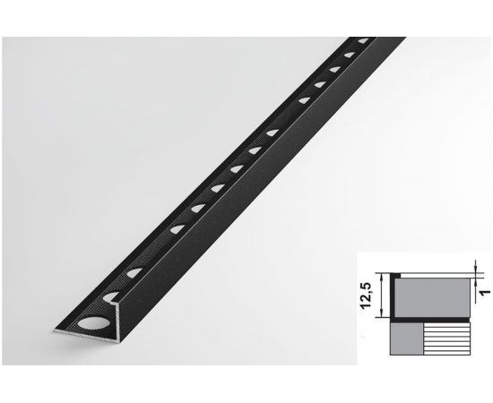 Профиль окантовочный L-образный алюминиевый ЛУКА 12,5 мм, 2,7 м, 5 шт, Черный УТ000021246 – изображение 2