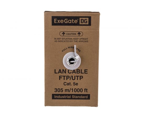 Кабель UTP ExeGate 4 пары, категория 5e, медь, 26AWG, бухта 305м, серый, PVC 264556 – изображение 2