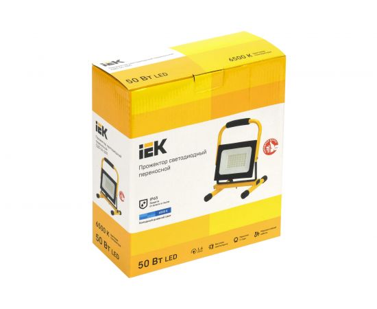 Переносной светодиодный прожектор IEK LED СДО 06-50П, 6500К, IP65, черный LPDO603-050-65-K02 – изображение 2