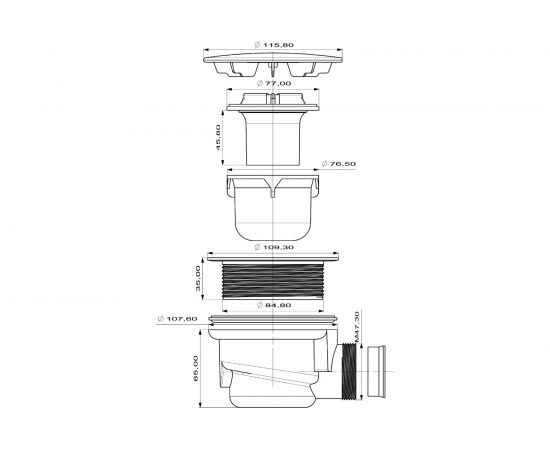 Сифон для душевого поддона Vidage VA-12 D90 0917001 – изображение 2