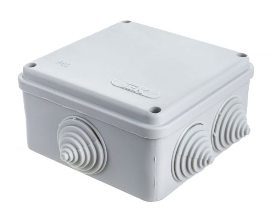 Коробка распаячная IEK 100x100x50, IP55, КМ41234, 6 гермовводов, ИЭК UKO11-100-100-050-K41-55 – изображение 2