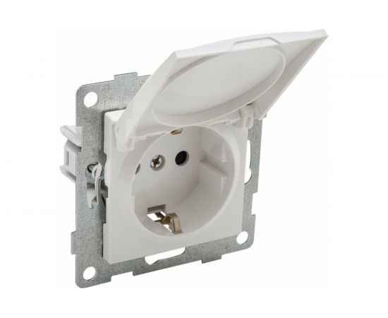 Розетка GUSI ELECTRIC Ugra МЕХ 1-ой с/з с з/ш и крышкой, СУ, 16А, 250В, белый С11Р91-001 – изображение 2