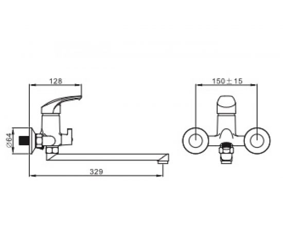 Универсальный смеситель Эверест с плоским прямым изливом и переключателем для душа B22-029M – изображение 3