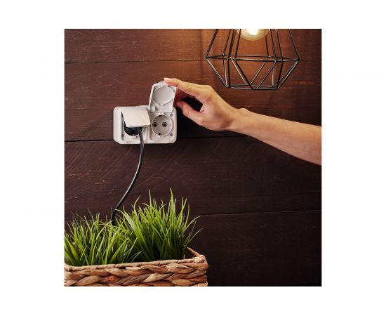 Двойная накладная розетка KRANZ керамика, горизонтальный блок с/з IP54 16А белая KR-78-0607 – изображение 3