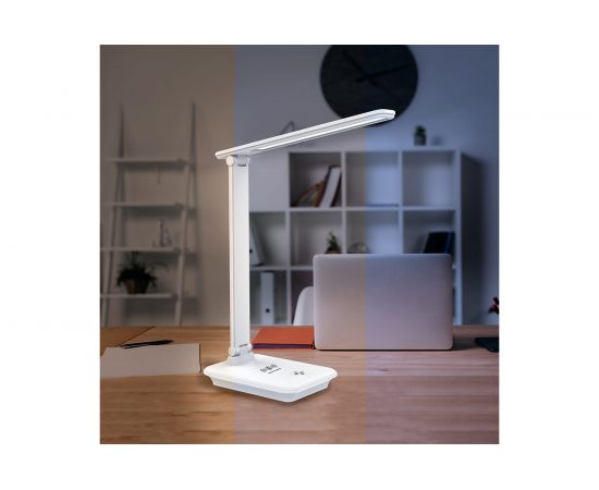 Настольный складной диммируемый светильник FERON 25W,3000-6000К, беспроводная зарядка и USB порт, белый DE1728 41452 – изображение 3