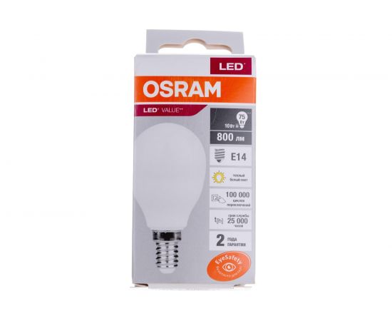 Светодиодная лампа OSRAM LED Value P E14 800лм 10Вт замена 75Вт 3000К теплый белый свет 4058075579712 – изображение 4