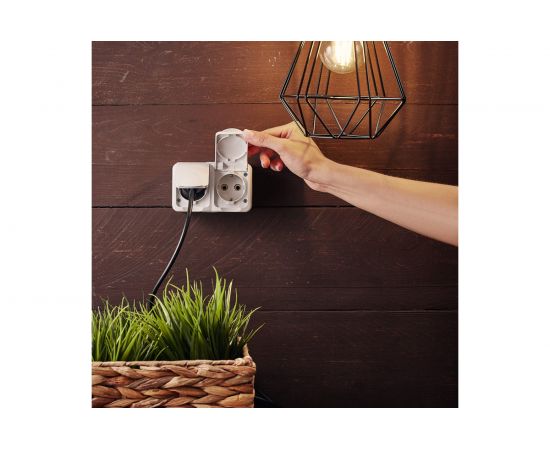 Двойная накладная розетка KRANZ керамика, горизонтальный блок с/з IP54 16А белая KR-78-0607 – изображение 5