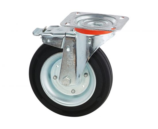 Колесо с вращающейся опорой, пластиной крепления и передним тормозом (150 мм; 170 кг) Tellure rota 535431 – изображение 7