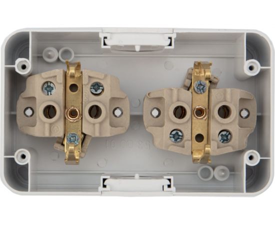 Двойная накладная розетка KRANZ керамика, горизонтальный блок с/з IP54 16А белая KR-78-0607 – изображение 9