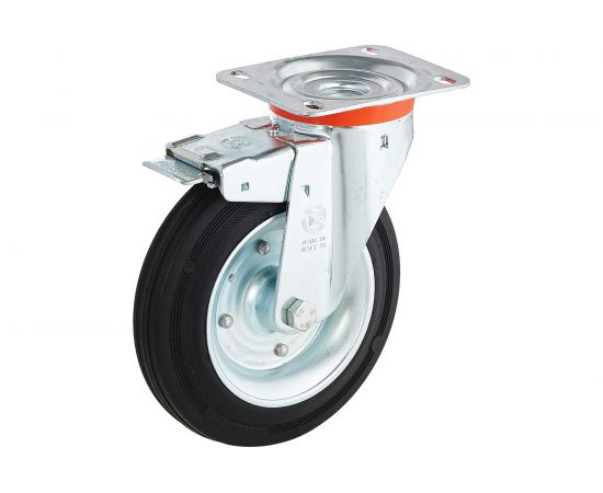 Колесо с вращающейся опорой, пластиной крепления и передним тормозом (150 мм; 170 кг) Tellure rota 535431 – изображение 9