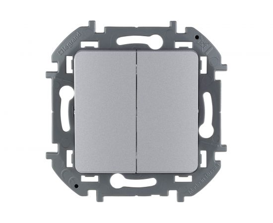 Двухклавишный выключатель Legrand - INSPIRIA - 10 AX - 250 В - алюминий 673622 