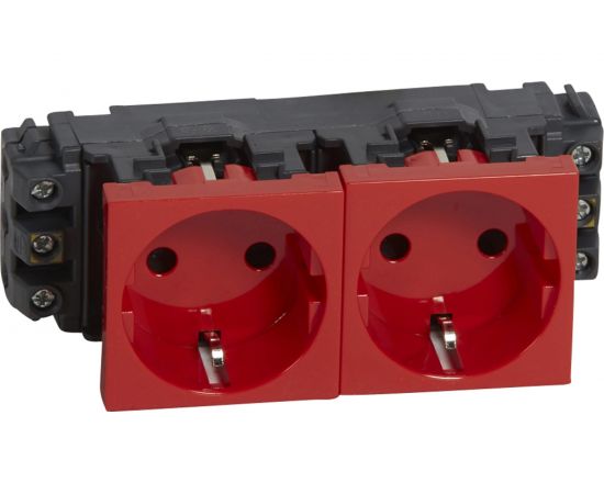 Розетка Legrand Mosaic 2х2К+З немецкий стандарт красная 77612 