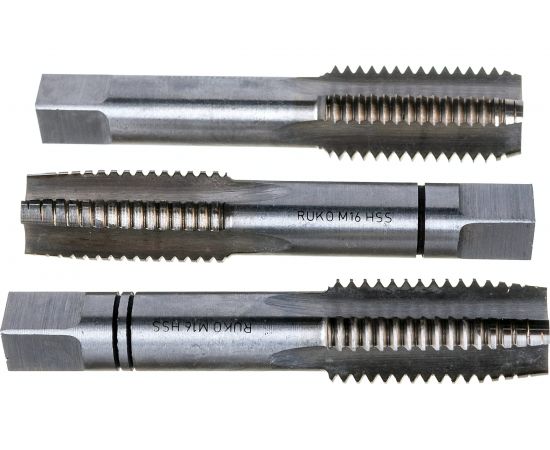 Набор метчиков 3шт HSS M16 шаг 2.0мм RUKO 230160 