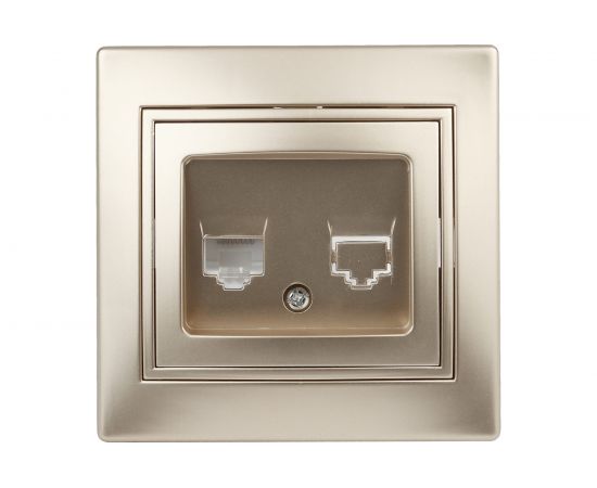 Телефонная розетка Intro 1-302-04 RJ11, IP20, СУ, Plano, шампань Б0030083 