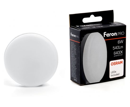 Светодиодная лампа FERON 6W 230V GX53 6400K, LB-1506 38201 