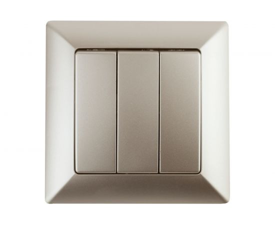 Тройной выключатель Intro 410604 10А, 250В, СУ, Solo, шампань Б0043301 