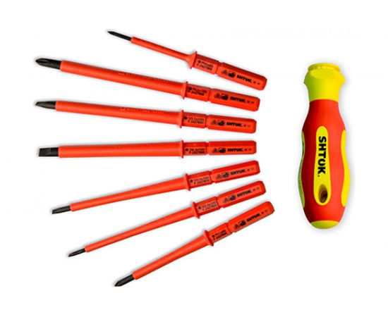 Набор диэлектрических отверток со сменными вставками 7+1 в кофре SHTOK 09345 