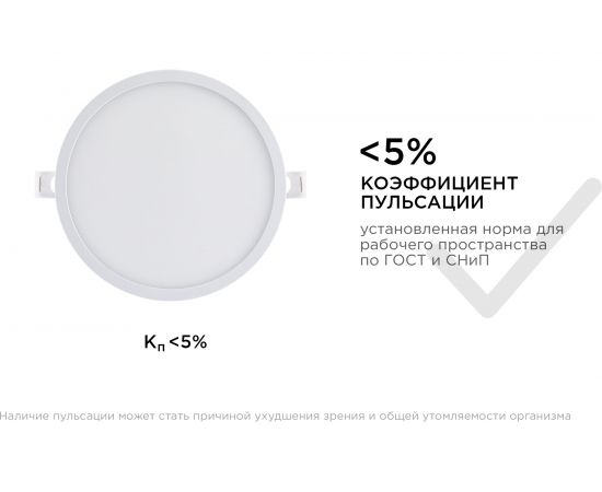Светодиодная панель Apeyron встраиваемая круглая, 220В, 15Вт, алюминиевый корпус, изолированный драйвер ДН 06-20 – изображение 12