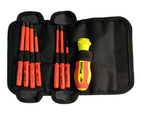 Набор диэлектрических отверток со сменными вставками 7+1 в кофре SHTOK 09345 – изображение 2