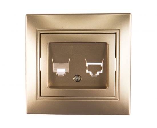 Телефонная розетка Intro 1-302-04 RJ11, IP20, СУ, Plano, шампань Б0030083 – изображение 2