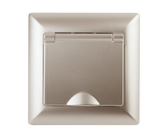 Розетка Intro 420304 2PE Schuko с крышкой, 16А, 250В, СУ, Solo, шампань Б0043322 – изображение 3