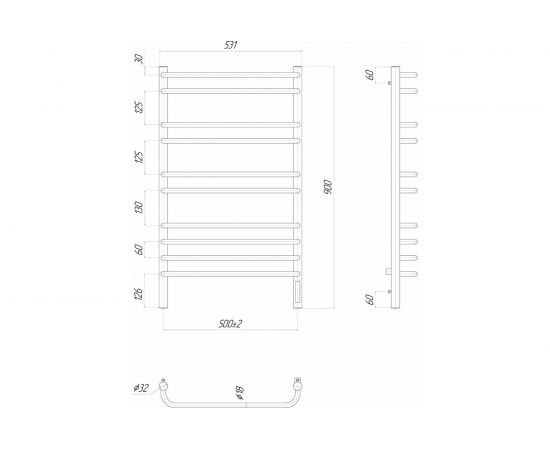 Электрический полотенцесушитель Lemark Luna П10 500x900, диммер справа, хром LM41910Z – изображение 5