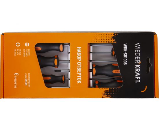 Набор профессиональных отверток WIEDERKRAFT SL+PH, 6 предметов WDK-SD1006 – изображение 6