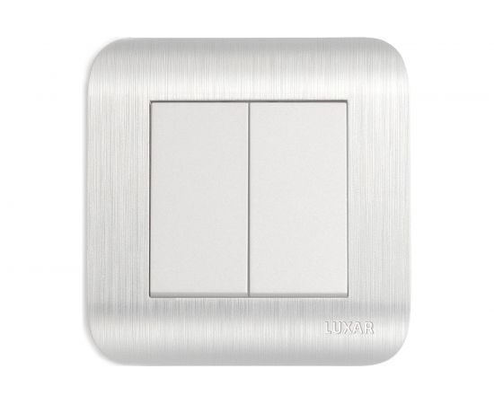 Выключатель LUXAR Deco с/у 2 клавиши, серебро с рифленой рамкой, 250В 10А 4606400620235 