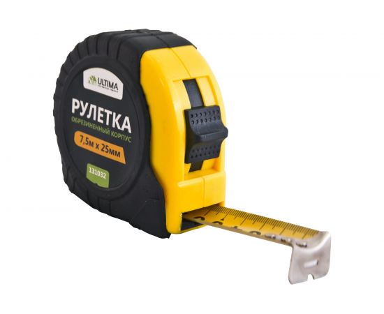 Рулетка Ultima Lite, 7,5мх25мм, обрезиненный пластиковый корпус, 131032 