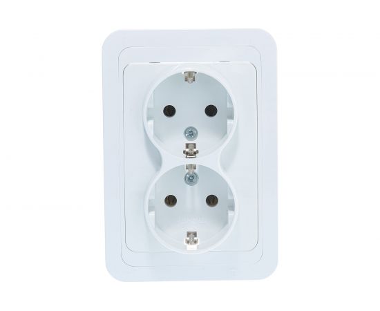 Двойная розетка с заземлением, белая Makel Mimoza 12082 