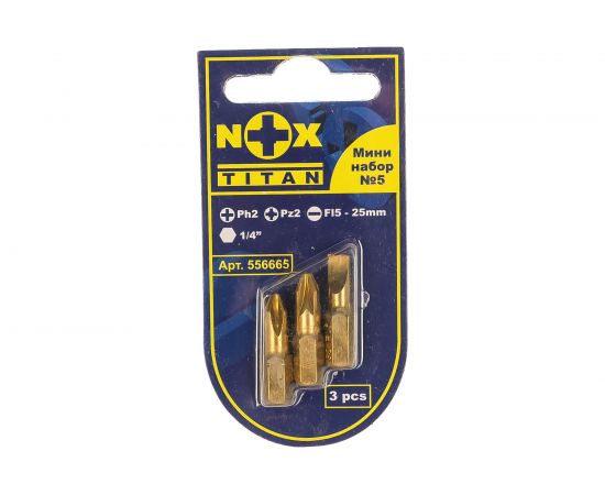 Набор бит Titan №5 (PH2/PZ2/FL5; 3 шт.) NOX 556665 