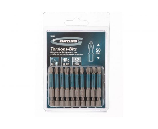 Набор бит торсионных (10 шт; PH3x50 мм) для ударных шуруповертов GROSS 11494 