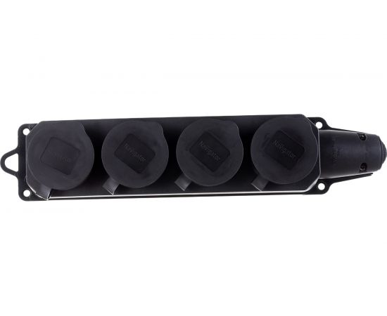 Колодка Navigator CA-BLR2-04-16A-E-IP44-BL, 4 гнезда, с заземлением, каучук, черная 61373 