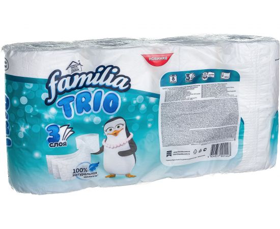 Туалетная бумага FAMILIA TRIO 3 слоя, 8 рулонов 1015031427 – изображение 2