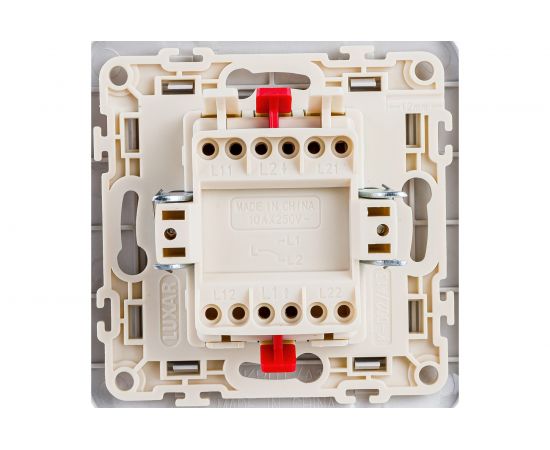 Выключатель LUXAR Deco с/у 2 клавиши, серебро с рифленой рамкой, 250В 10А 4606400620235 – изображение 2