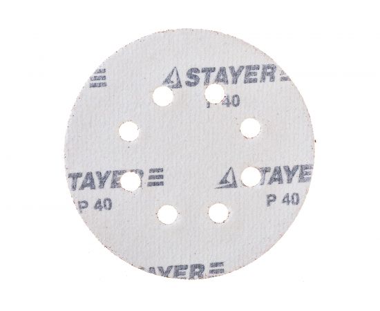 Круг шлифовальный универсальный (125 мм; 8 отв.; Р40; 5 шт.) STAYER 35452-125-040 – изображение 2