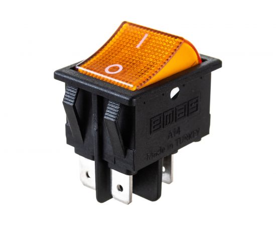 Клавишный выключатель Emas с подсветкой, жёлтая клавиша, 2НО, 250В AC, 16А A14B1S11 – изображение 3